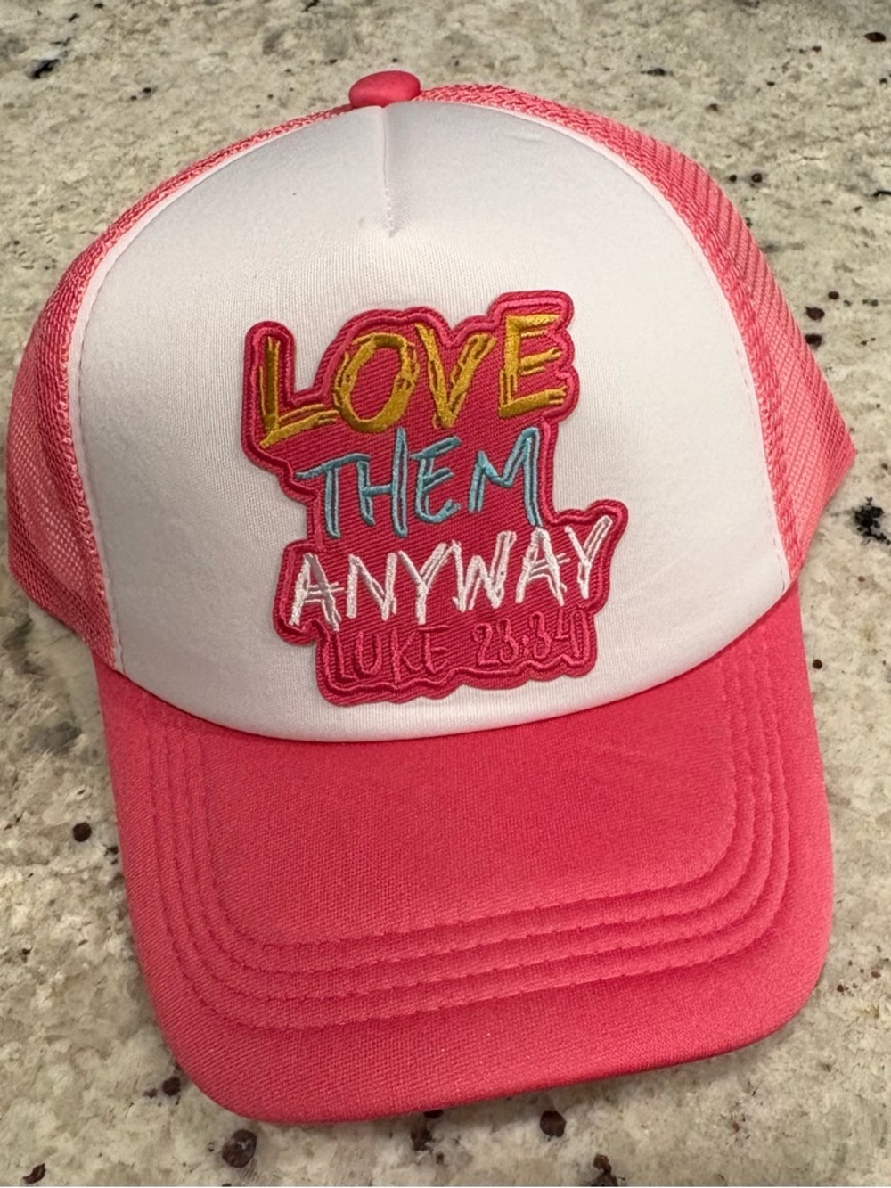 Adult Pink 'Love Them Anyway' Trucker Hat